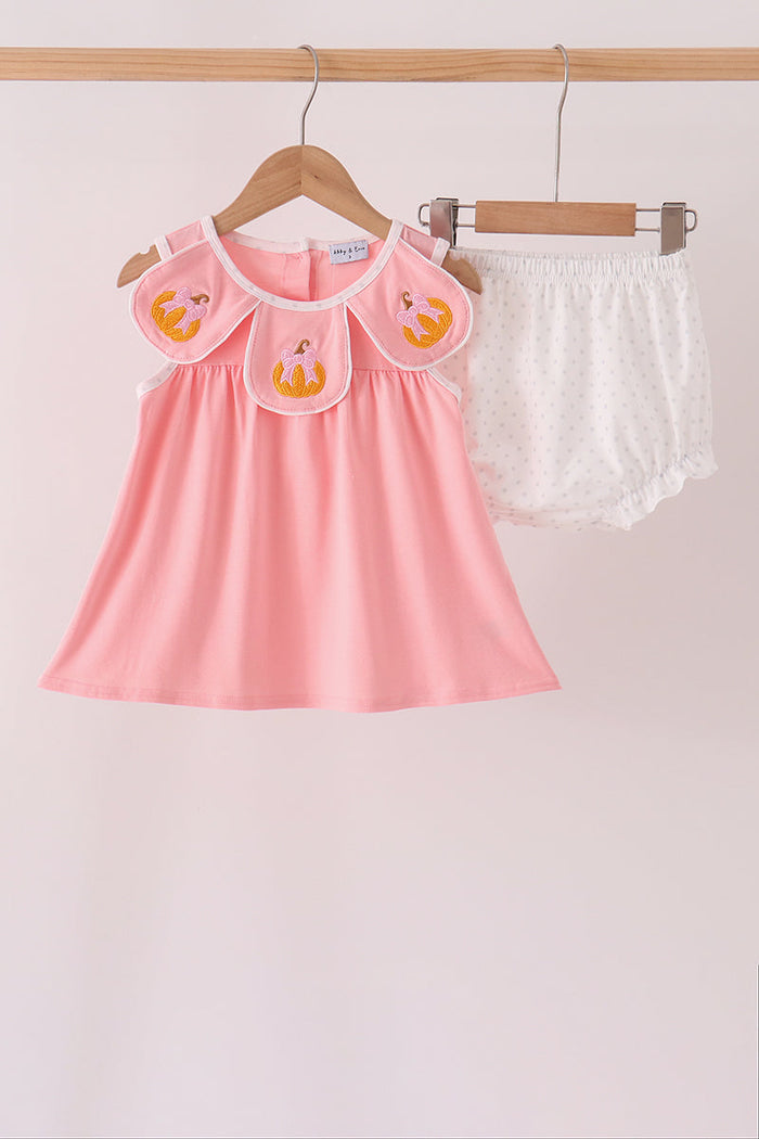 Pumpkin embroidery bloomer set