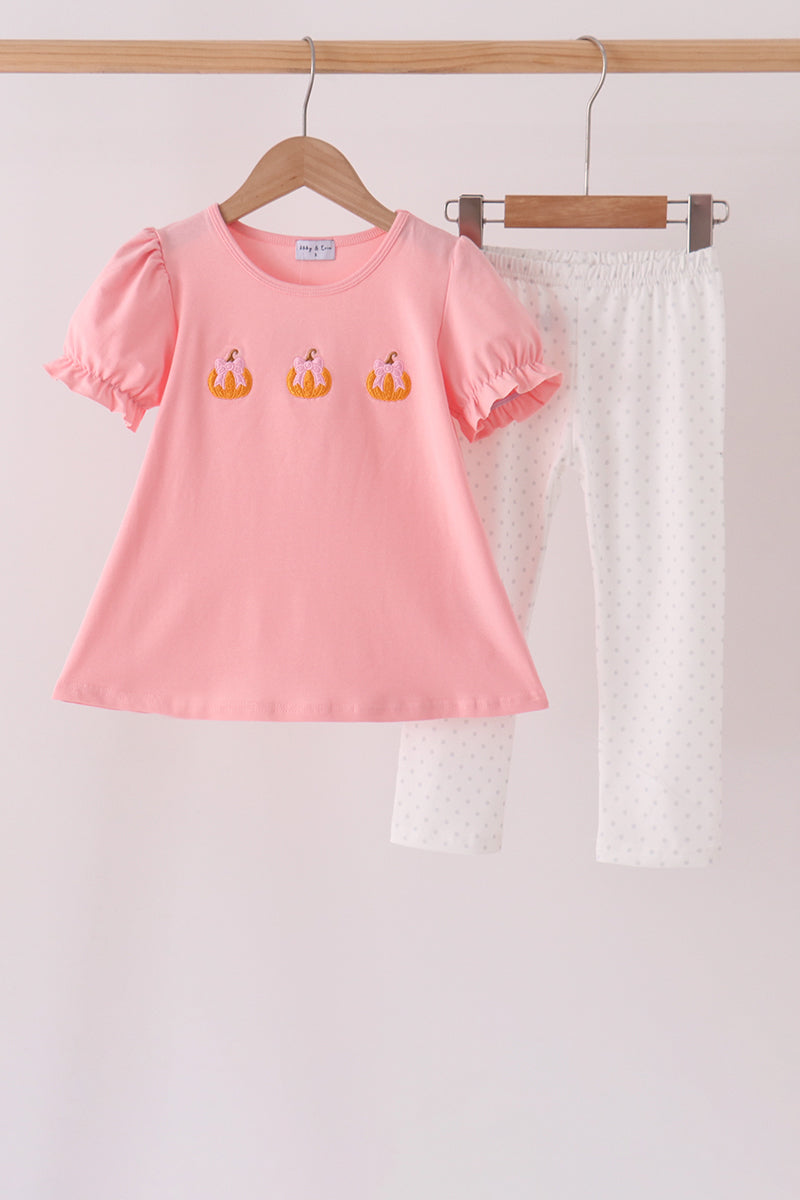 Pumpkin embroidery pants set