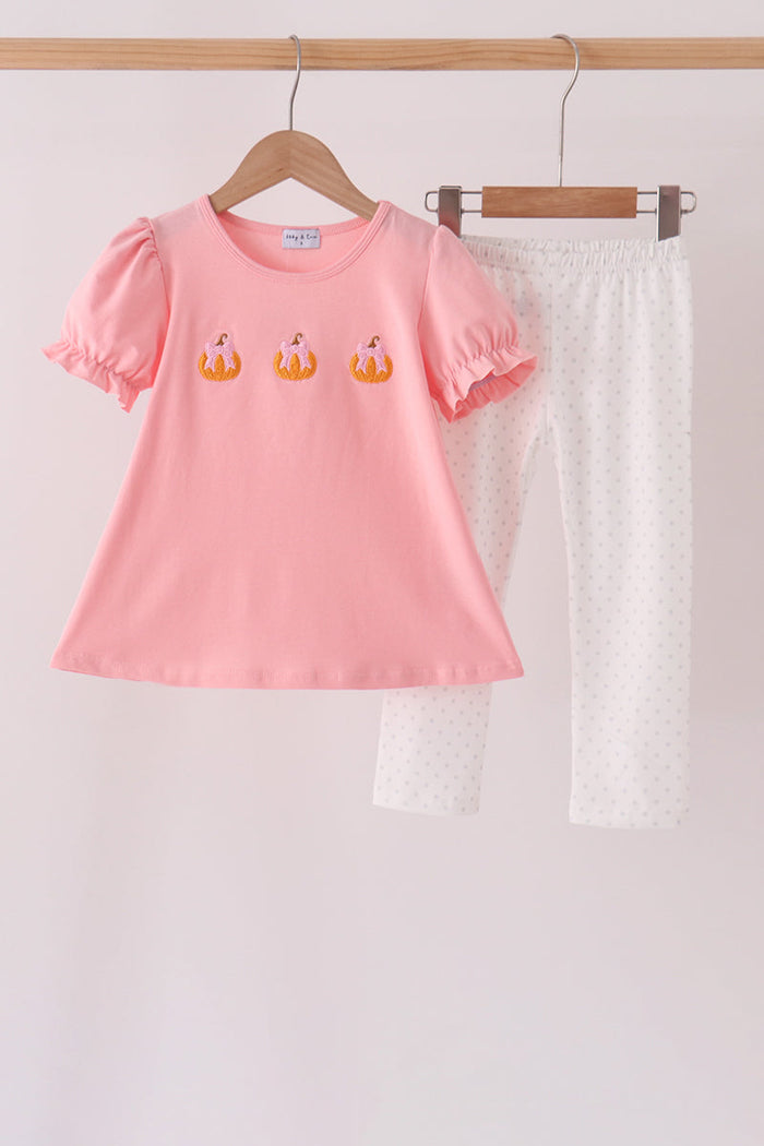 Pumpkin embroidery pants set