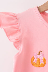 Pumpkin embroidery skorts set
