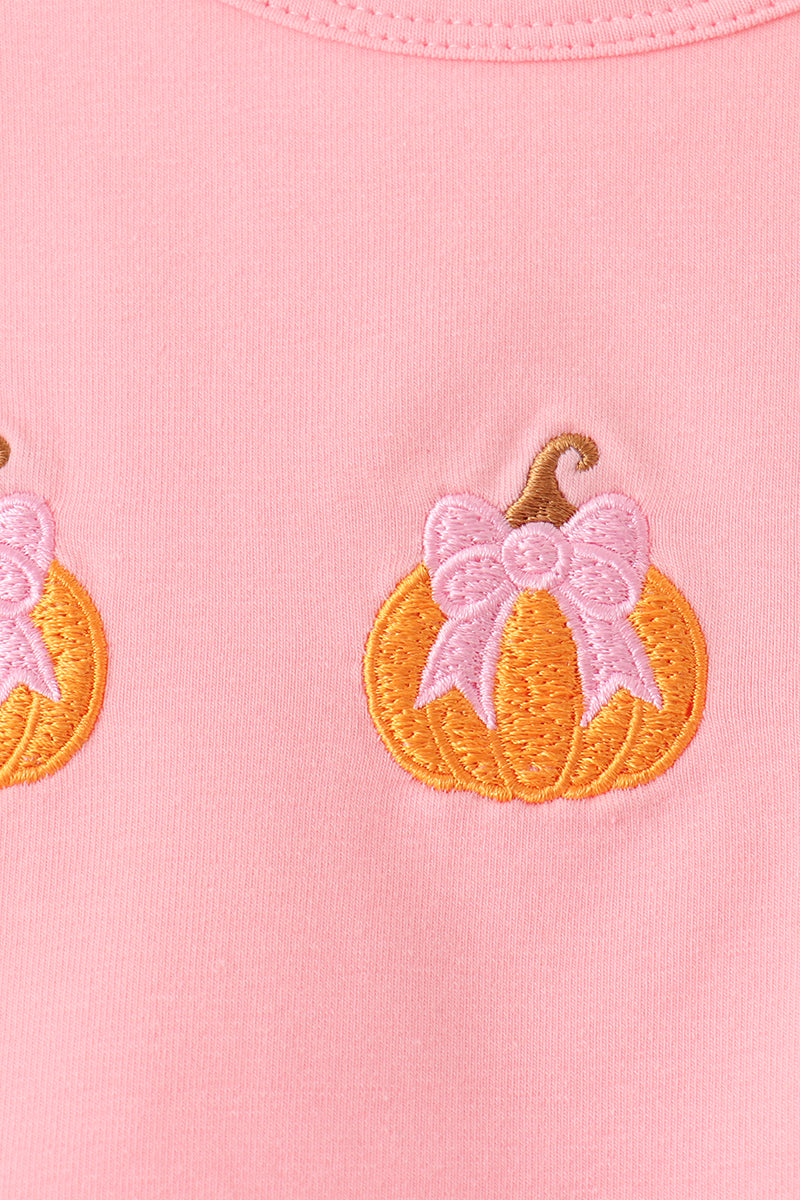 Pumpkin embroidery skorts set