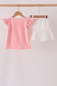 Pumpkin embroidery skorts set