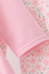 Pink floral bow pants set