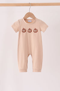 Leopard pumpkin embroidery romper