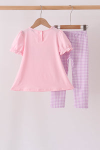 Goose embroidery ruffle pants set