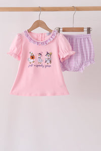 Goose embroidery ruffle bloomer set