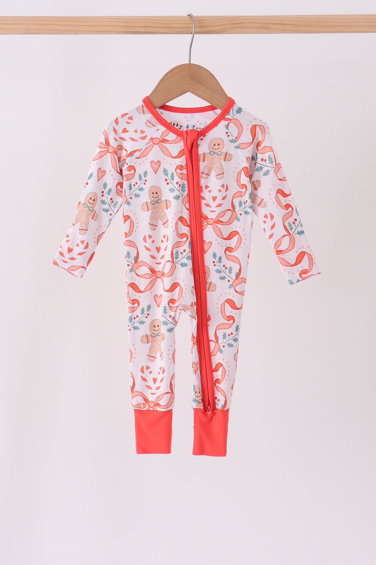 Gingerbread bamboo zipper romper