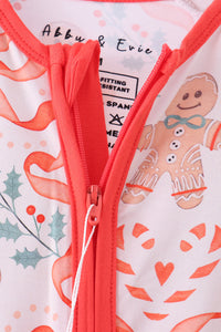 Gingerbread bamboo zipper romper