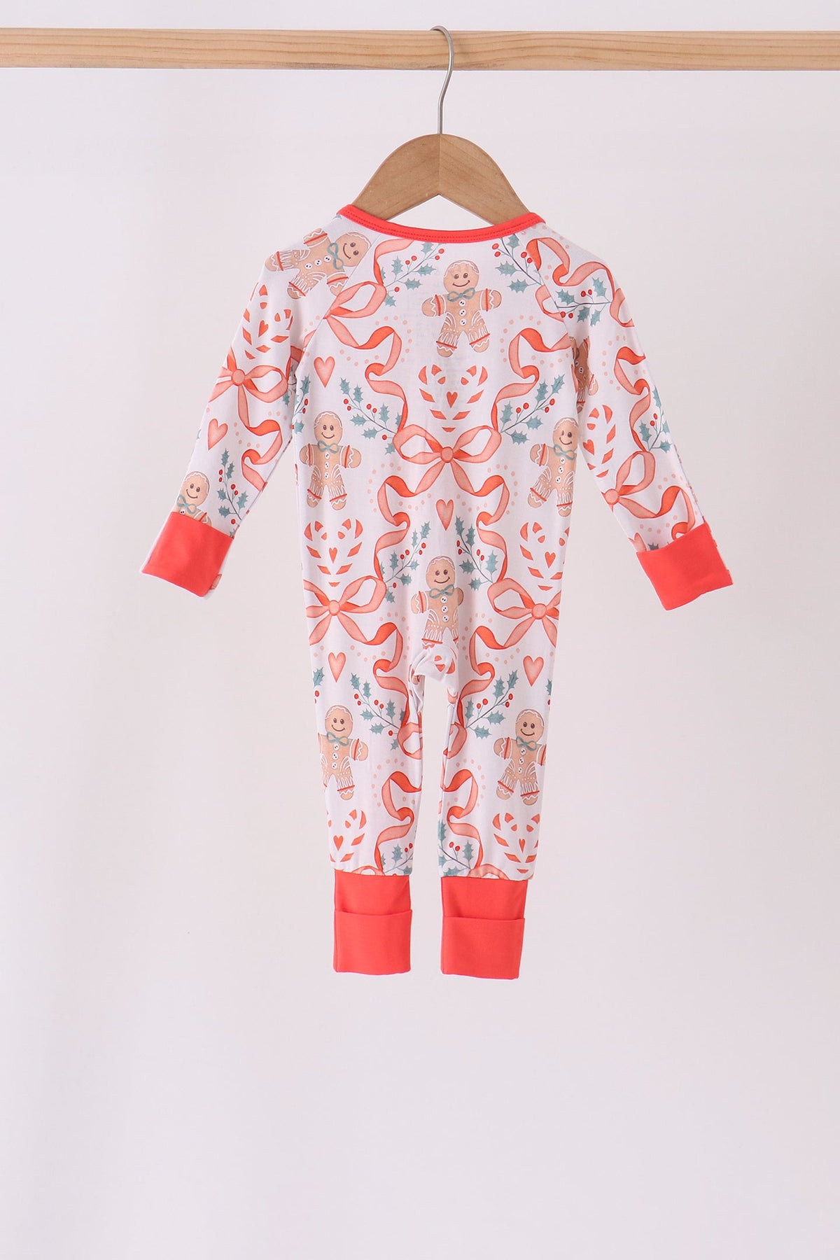 Gingerbread bamboo zipper romper