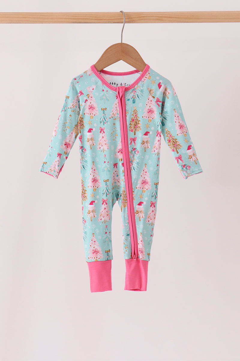 Christmas tree bamboo zipper romper