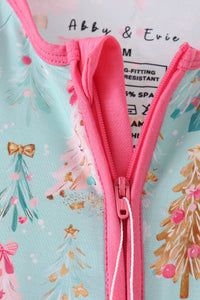 Christmas tree bamboo zipper romper