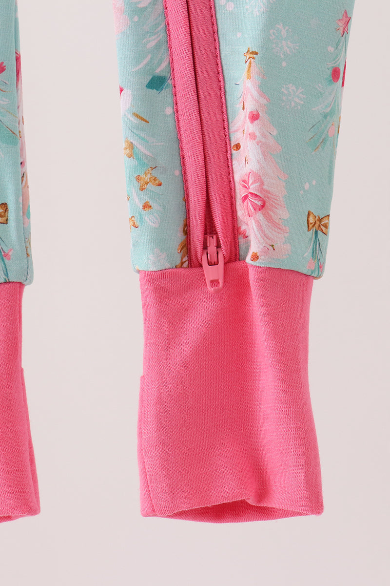 Christmas tree bamboo zipper romper