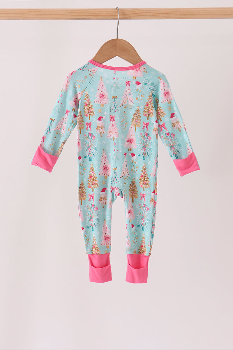 Christmas tree bamboo zipper romper