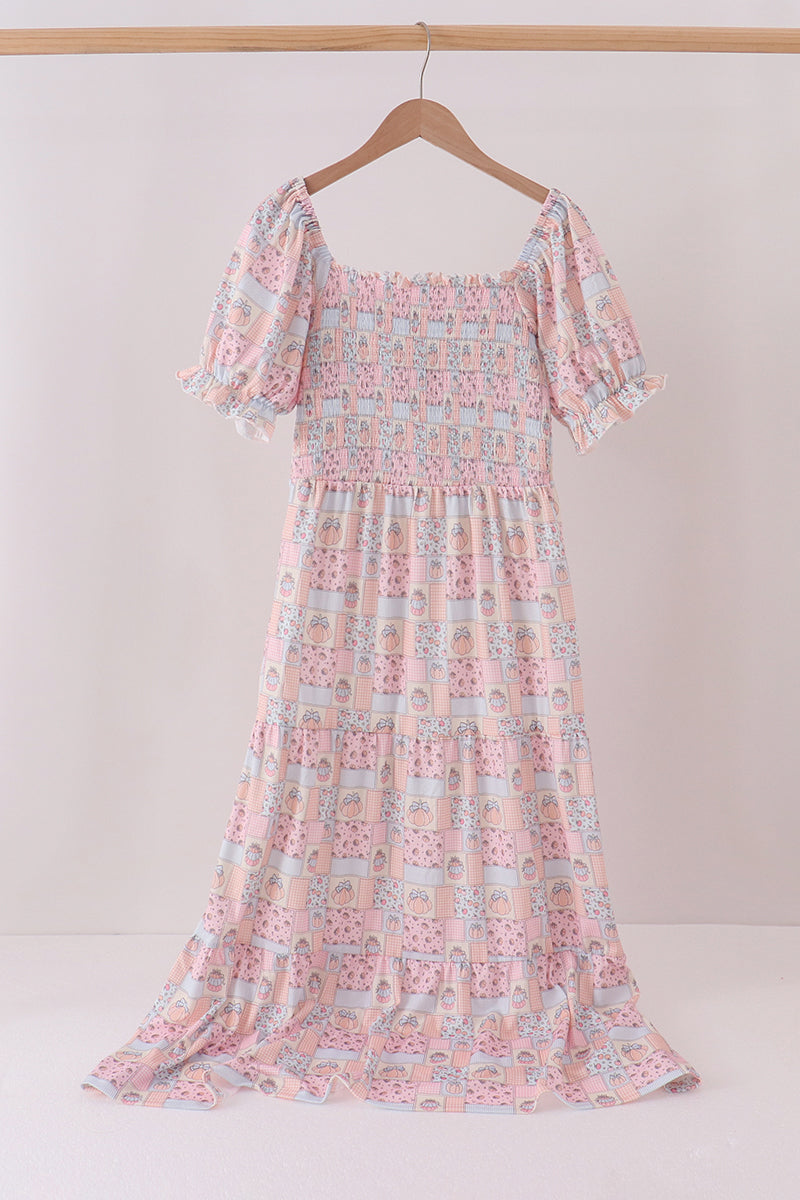 Pumpkin smocked mom&me dress