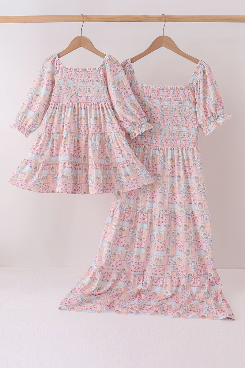 Pumpkin smocked mom&me dress