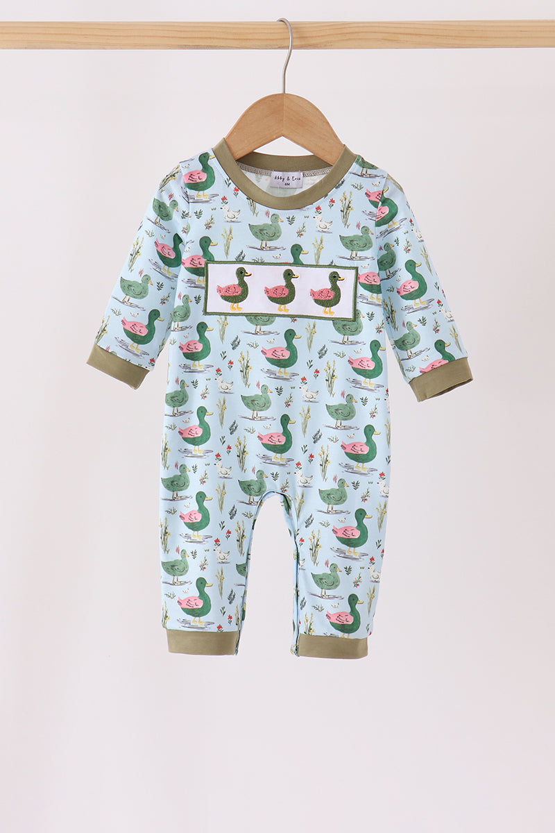 Mallard embroidery romper