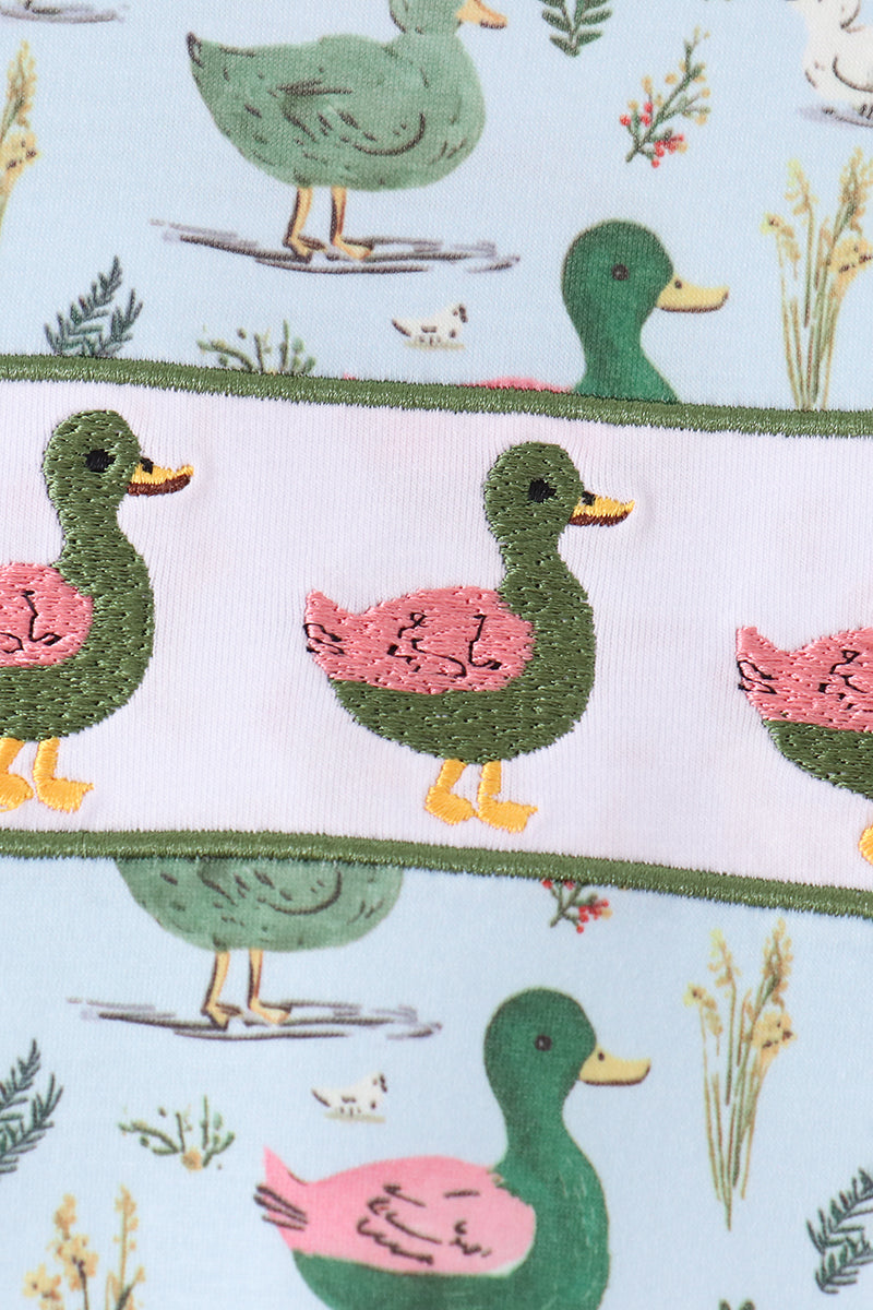 Mallard embroidery romper