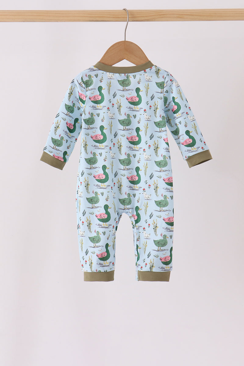 Mallard embroidery romper