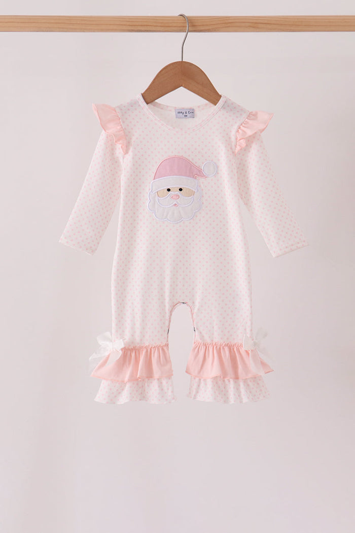 Santa claus dot applique ruffle romper