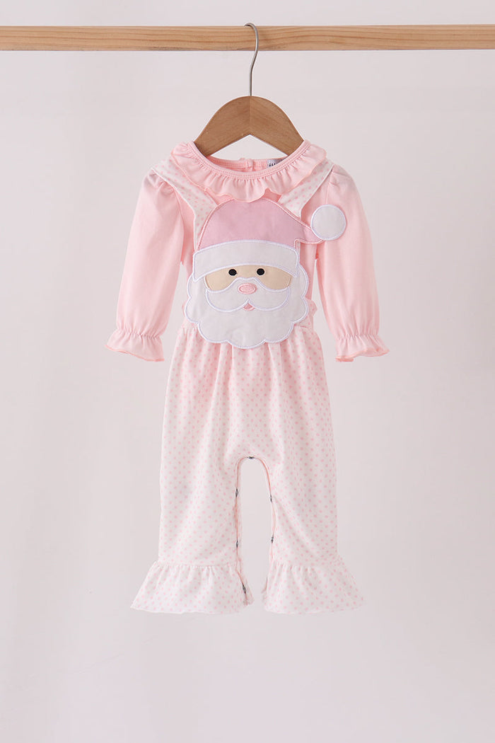 Santa claus dot applique ruffle 2pc set
