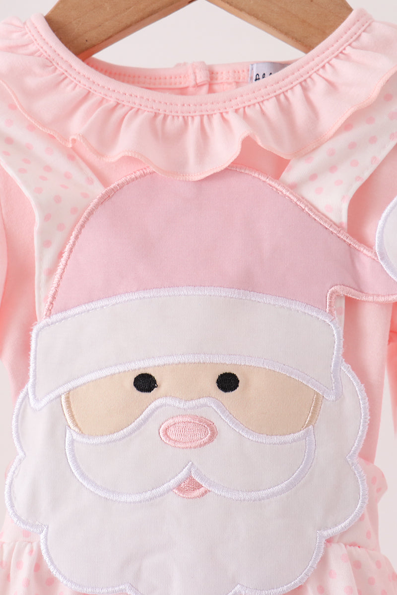 Santa claus dot applique ruffle 2pc set