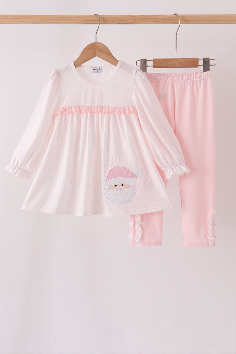 Santa claus dot applique ruffle pants set