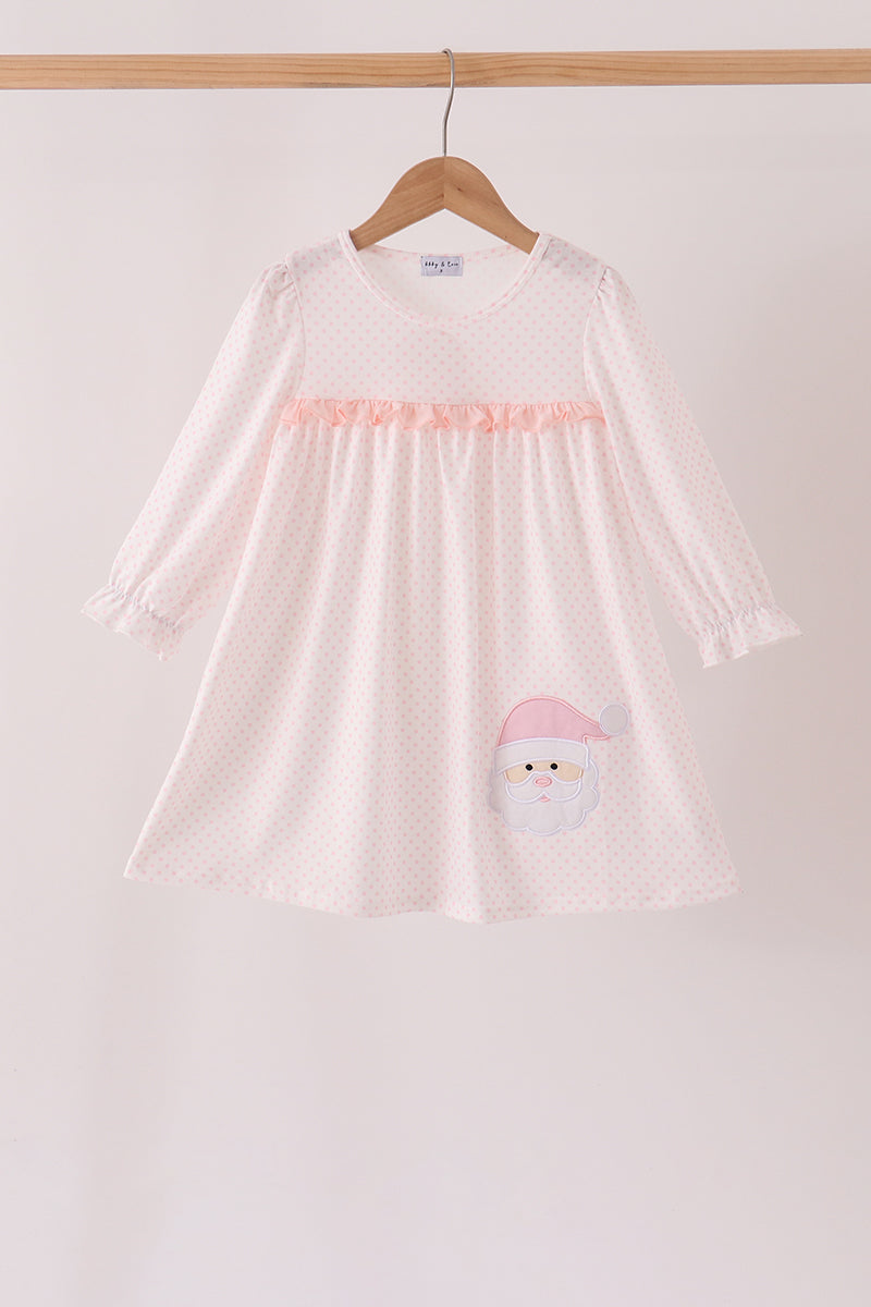 Santa claus dot applique ruffle dress