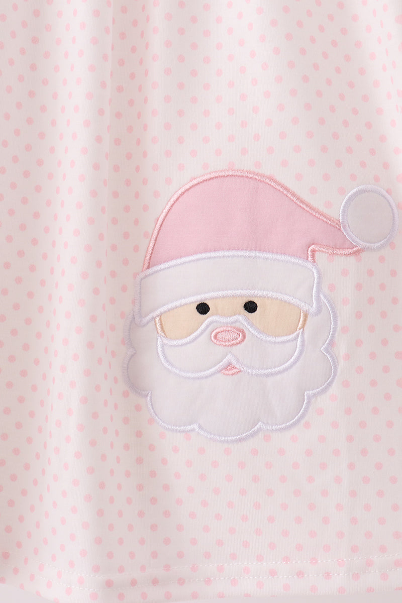 Santa claus dot applique ruffle dress
