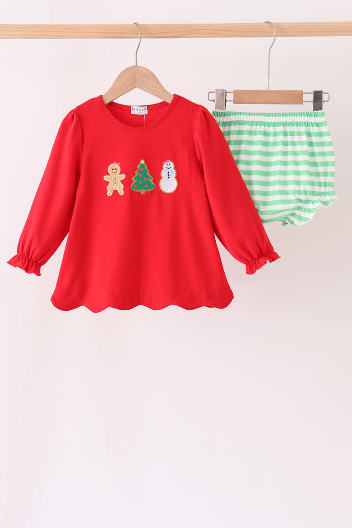 Gingerbread Tree Embroidery Bloomer Set