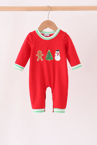Gingerbread Tree Embroidery Romper