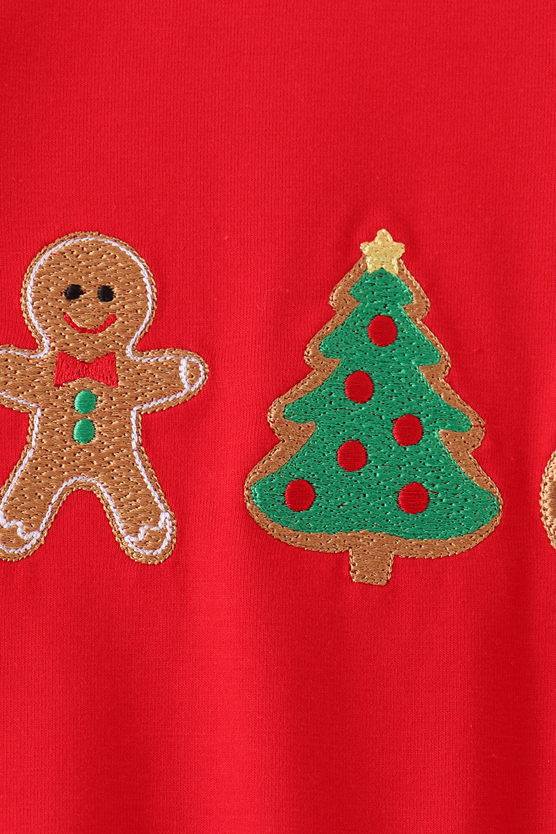 Gingerbread Tree Embroidery Romper