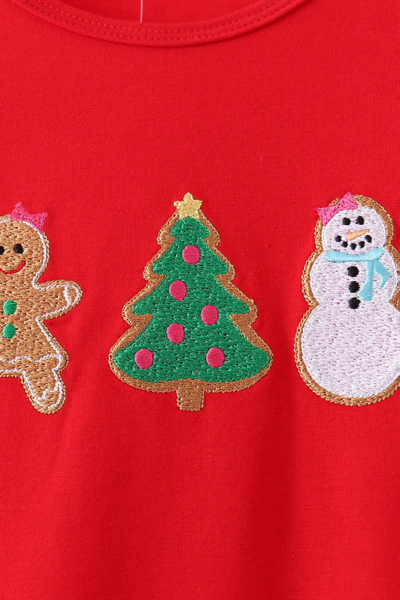 Gingerbread Tree Embroidery Pants Set