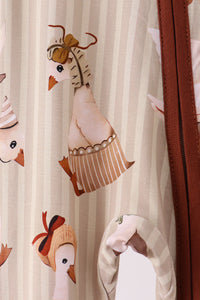 Goose print bamboo zipper romper