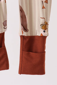 Goose print bamboo zipper romper