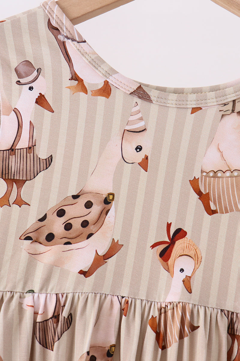Goose print bamboo pants set