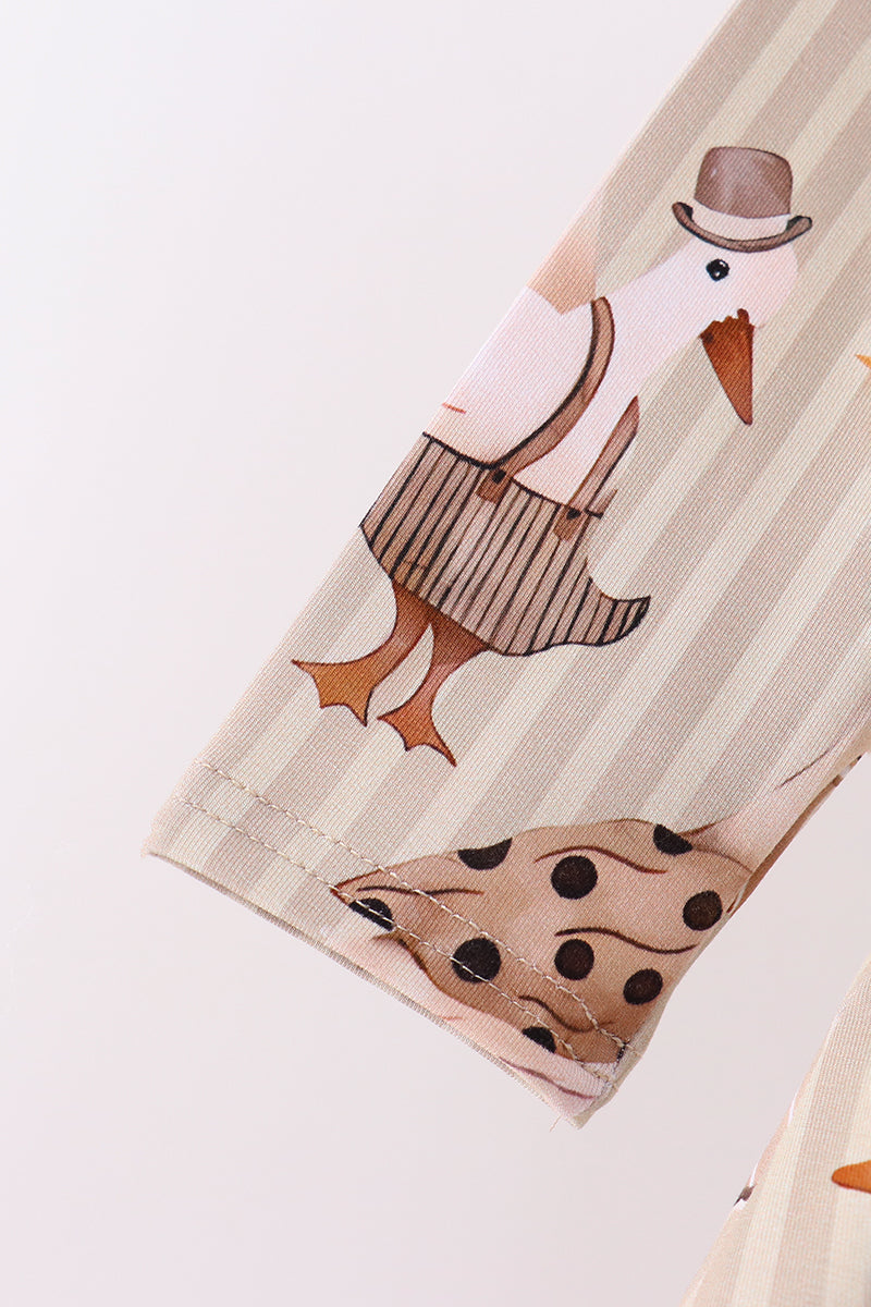 Goose print bamboo pants set