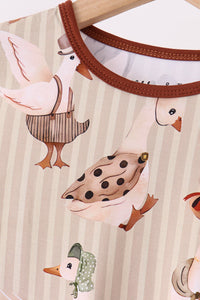 Goose print bamboo pajama set