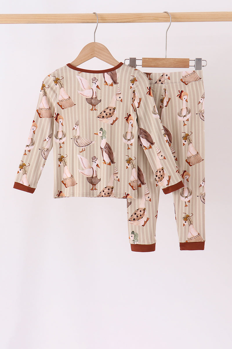 Goose print bamboo pajama set