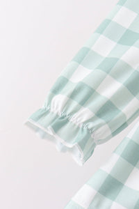 Turkey Embroidery Gingham Ruffle Bloomer Set