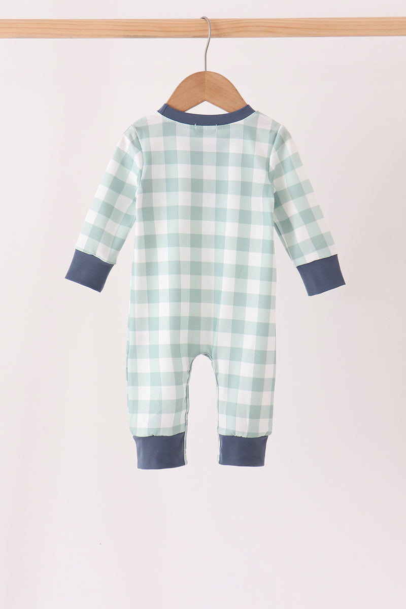 Turkey Embroidery Gingham Romper