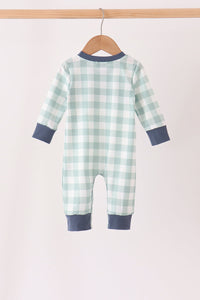 Turkey Embroidery Gingham Romper