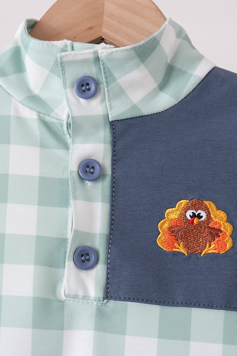 Turkey Embroidery Gingham Jogger Set