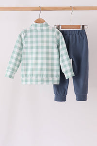 Turkey Embroidery Gingham Jogger Set