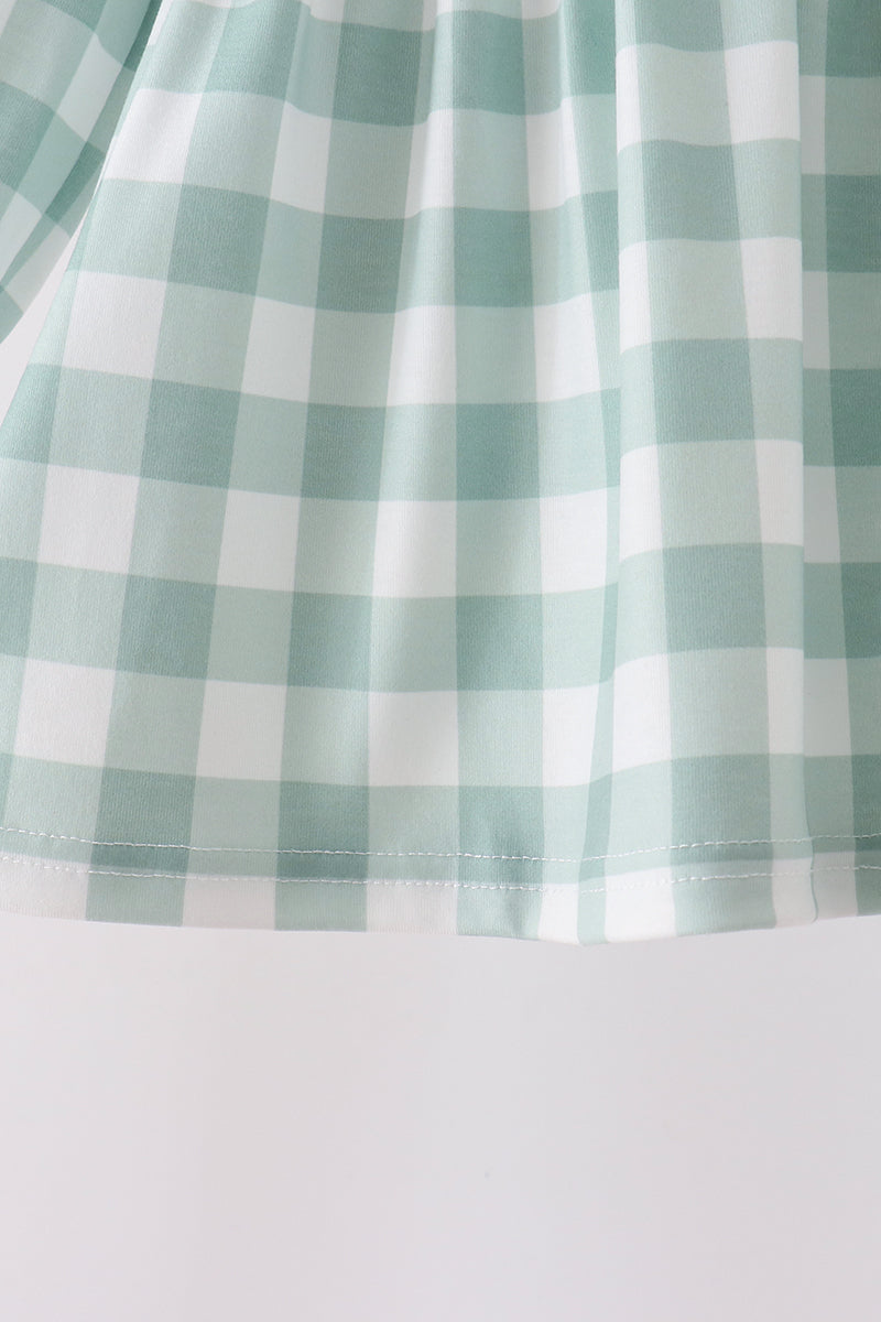 Turkey Embroidery Gingham 2pc Pants Set