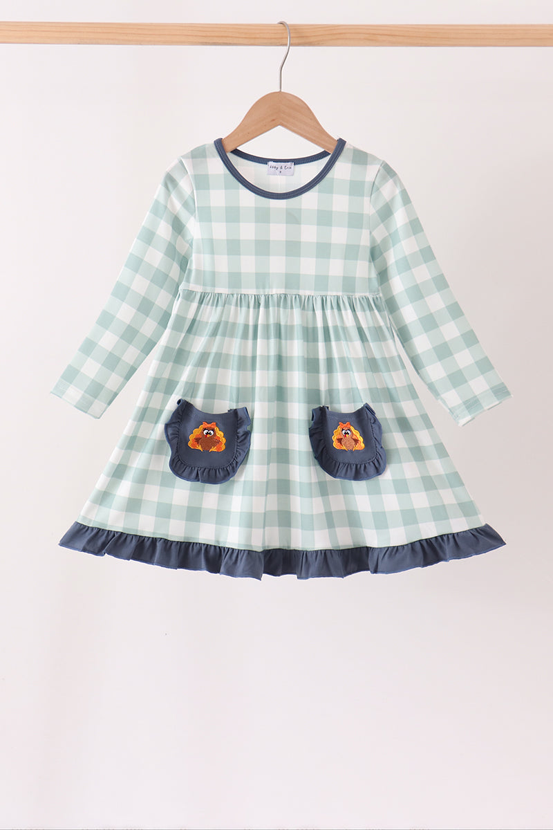Turkey Embroidery Gingham Dress