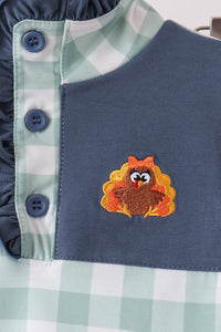 Turkey Embroidery Gingham Ruffle Jogger Set