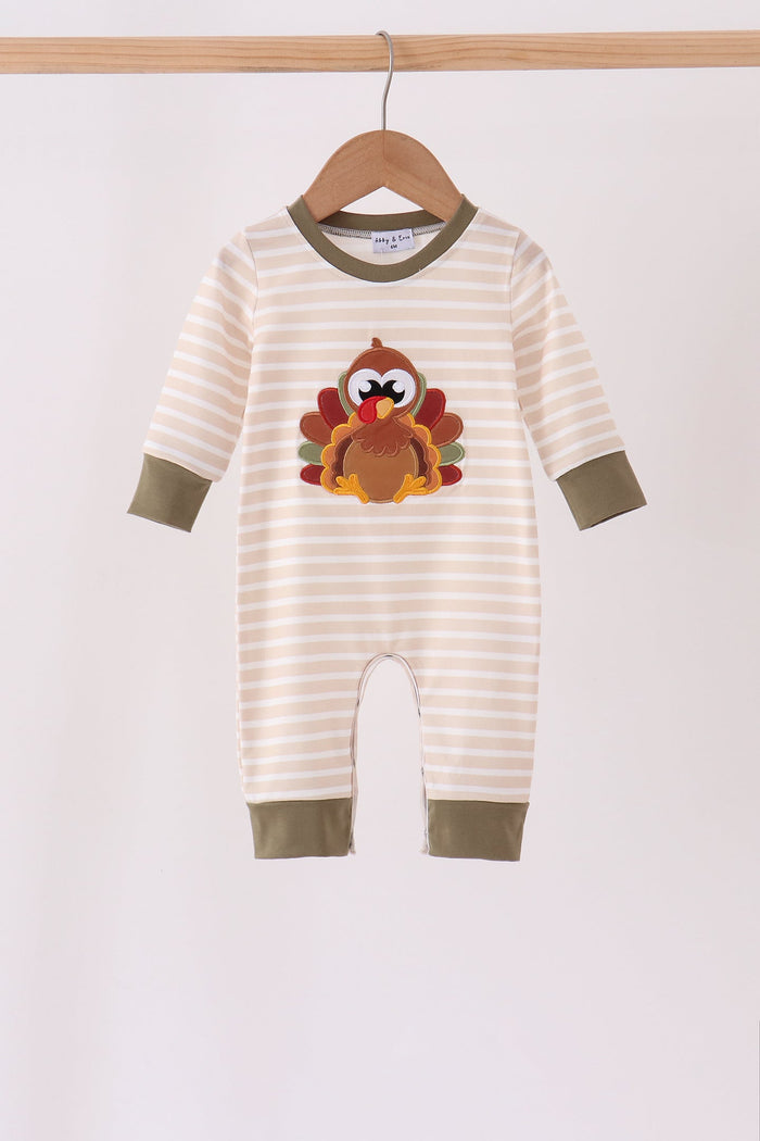 Turkey applique stripe romper