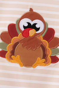 Turkey applique stripe romper