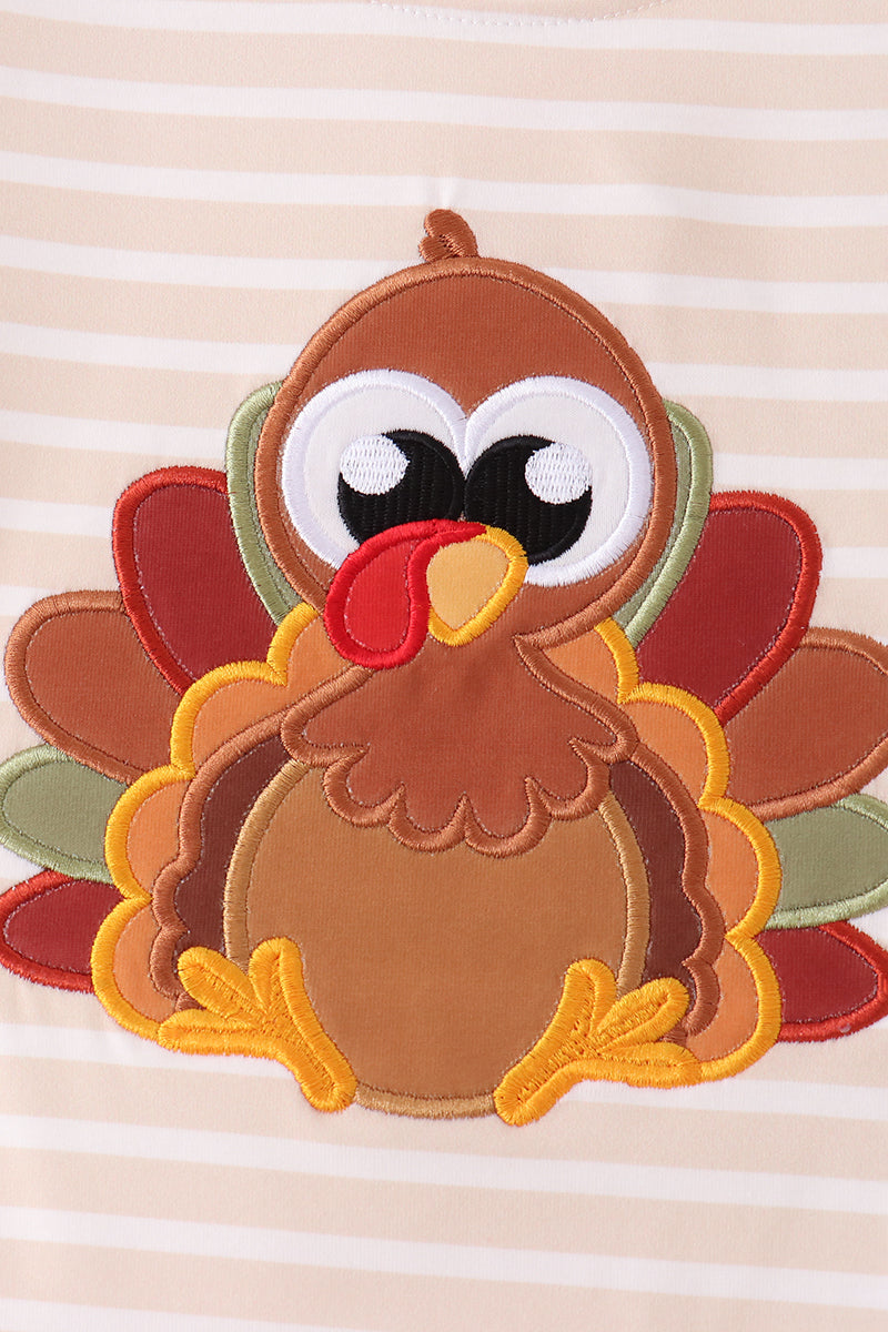 Turkey applique stripe pants set