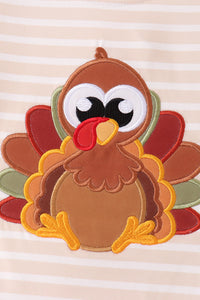 Turkey applique stripe pants set